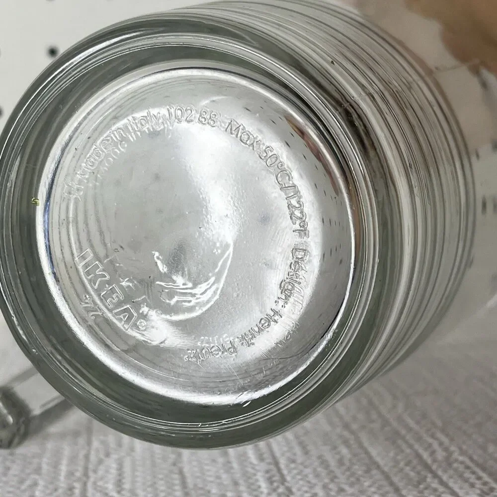 Ikea Clear Glass Svepa Pitcher 32 oz Embossed Ribbed Rings Discontinued